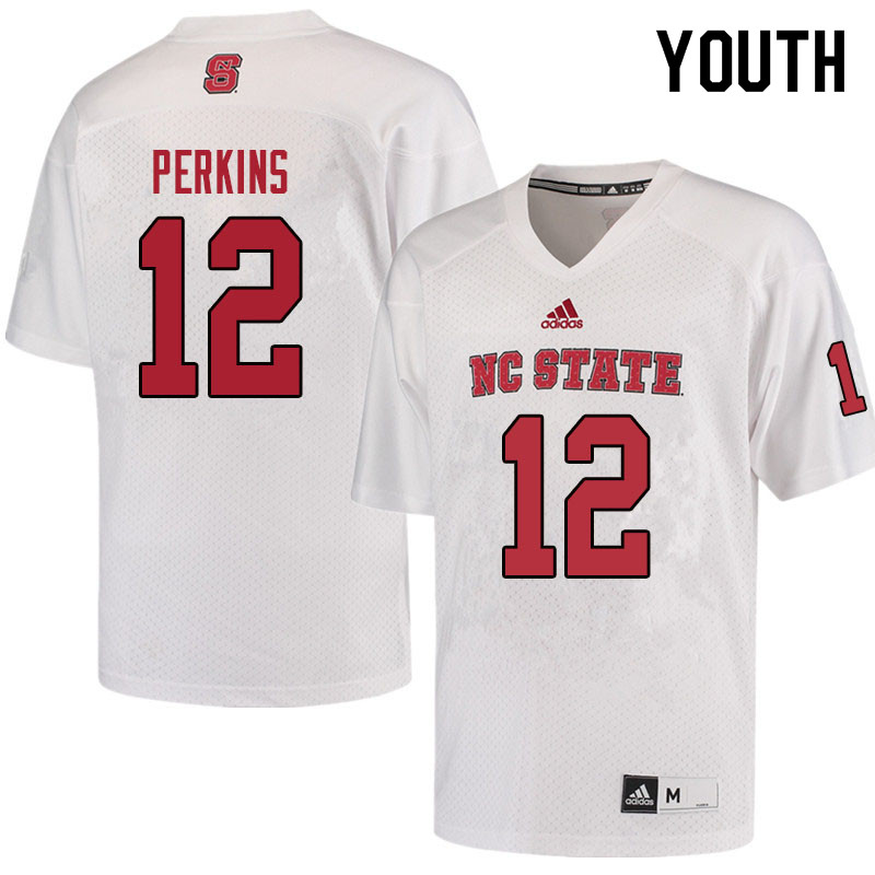 Youth #12 Jory Perkins NC State Wolfpack College Football Jerseys Sale-Red - Click Image to Close